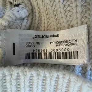 Zara Knit Rugby Sweater Womens Medium Cream Black Striped Collared Cotton Preppy thumbnail 4