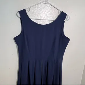 Women's Size XL Sleeveless Fit & Flare Dress Navy Blue Scoop Neck Pleated‎ Skirt thumbnail 3