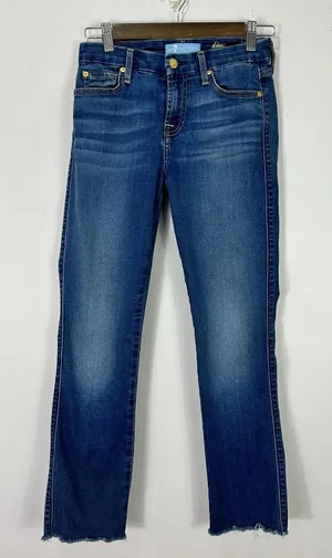 7 For All Mankind Jeans Womens 25 Blue Dark Wash‎ Kimmie Straight Leg Stretch thumbnail 1