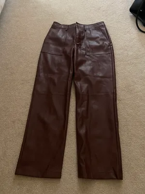 Burgundy Leather Pants thumbnail 1