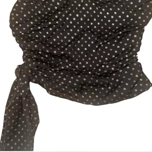 Revolve Women's Unbranded Black Silver Polka Dot Strapless Ruched Top thumbnail 2