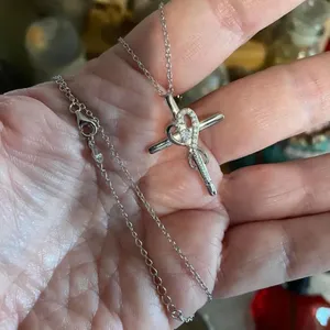 Sterling Silver CZ Cross Necklace Faith Hope Love Infinity thumbnail 4
