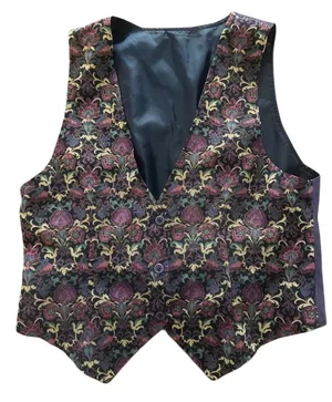 Vintage Floral vest size L purple‎ black gold royal blue thumbnail 1