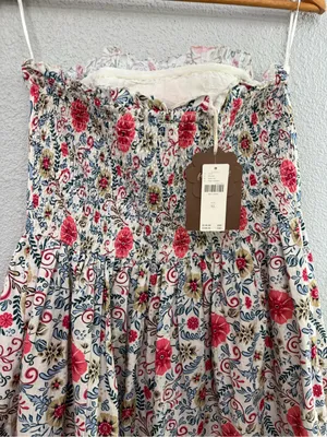 NWT Anthropologie Forever that Girl Rubble Tube Mini Dress Size XL Ivory Multi thumbnail 6