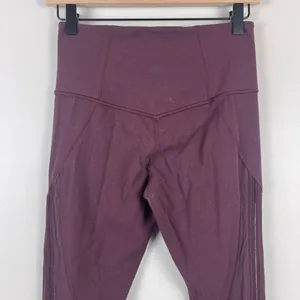 Athleta Leggings Womens Small Maroon Shakti Mesh 7/8 Tight High-Waist Activewear thumbnail 6