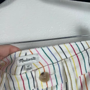 Madewell Womens Rainbow Stripe Wide Leg‎ Crop Pants White Multi Sz 27 thumbnail 7