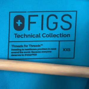 FIGS Technical Collection‎ Scrub Top XXS Teal Blue V-Neck Short Sleeve Pockets thumbnail 4