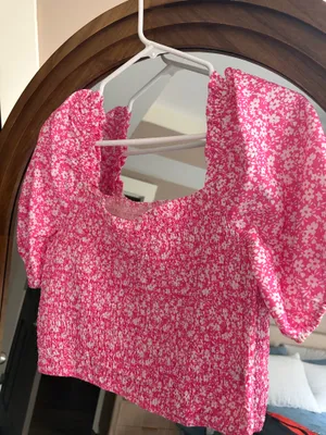 Pink Flower Shein Top Crop thumbnail 2
