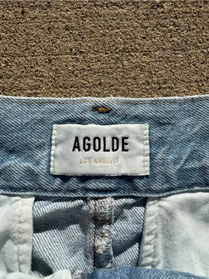 Agolde Becker XS 25 Denim High Rise Mini Skirt Light Wash Pleated Tailgate SEC thumbnail 3