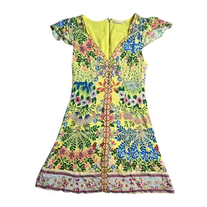 Alice + Olivia Hadley Button Front Dress in‎ Wildflower Daffodil Size: 2 thumbnail 2
