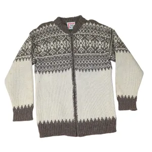 Vintage Rapaki Mahana Pure‎ Wool Cardigan Women's Medium NZ Brown Cream Knitwear thumbnail 1