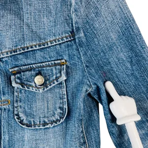 J.Crew Classic‎ Denim Trucker Jacket ATQ Sanded Blue XS Moto Grunge Rock Capsule thumbnail 5