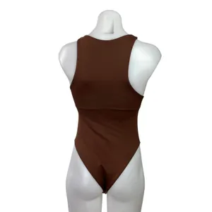 Zara Womens Brown Seamless Sleeveess Racerback Stretch Bodysuit Tank Top Size S thumbnail 3
