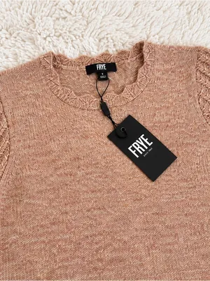 NWT Frye Marled Scalloped Knit Wool Sweater – Peach – S thumbnail 6