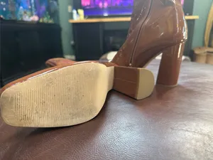 Steve Madden Glossy Chestnut Brown Patent Block Heel Ankle Boots thumbnail 2