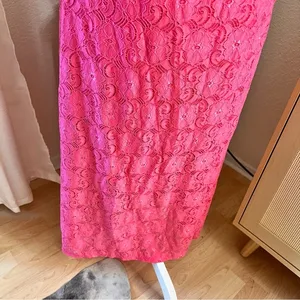 NSR Hot Pink Lace Midi Dress Sleeveless Lined Size‎ L NWOT thumbnail 4