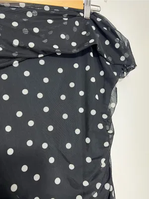 Abercrombie & fitch Off-Shoulder Black and white Polka Dot Mesh Bodysuit size XL thumbnail 9