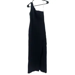 LULU'S Good Times Only Dress Small Maxi Black Bodycon One Shoulder NEW High Slit thumbnail 3