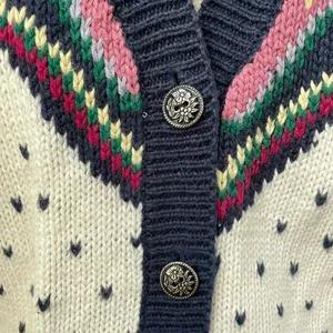 Vintage 90s Margules Cardigan Button Deep Vee Cotton Ramie S thumbnail 7
