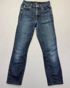 MOTHER Womens‎ Dark Wash Blue Slim Straight Leg Denim Jeans Size 25 Made in USA thumbnail 1