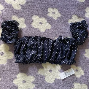 Pacsun Blue Polka Dot Ruffle Bikini Swimsuit Top thumbnail 3