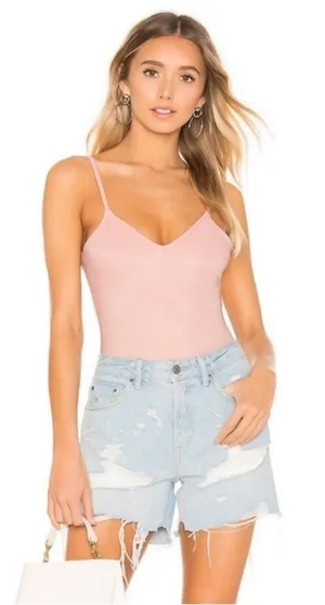 Lovers + Friends V Neck Thong Bodysuit in Pink Size‎ Extra Small thumbnail 1