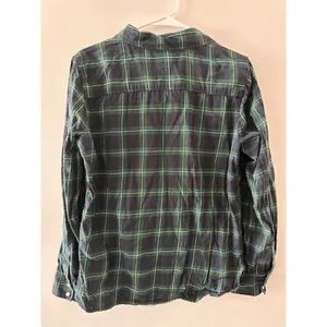 Tommy Hilfiger Top Women's Medium Green Button Down Plaid Long Sleeve Cotton thumbnail 5