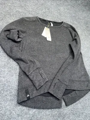adidas Women’s Gray Heather Crewneck Fleece Pullover Sweatshirt thumbnail 5