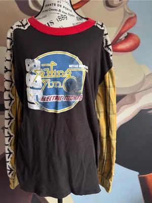 Free People Cody Graphic Mix-Media Sweatshirt in Black and Yellow thumbnail 2