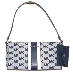 MICHAEL Michael Kors Vincent Med Logo Jacquard Pochette with Card Case Navy NWT thumbnail 1
