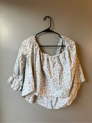 Soft Surroundings Free People Floral Boho Peasant Blouse Puff Sleeve Cottagecore thumbnail 6