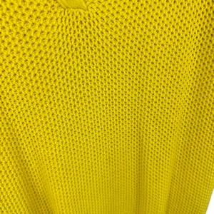 Lauren Ralph Lauren Cotton Blend Bright Yellow Collared Waffle Knit Sweater Sz M thumbnail 3