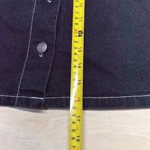 Vintage Y2K MGR Black Denim Mini Skirt Women 11 Button Front USA Contrast Stitch thumbnail 8