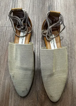 Philippe Model Paris Textured Grey Ankle-Tie Pointed Flats Designer Shoes‎ thumbnail 1