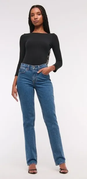 Abercrombie 90s Straight Mid-Rise Curve Love thumbnail 1