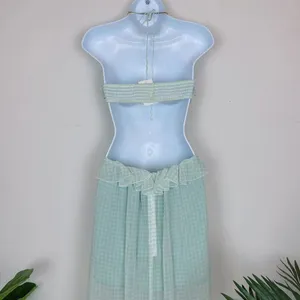Bellevue Green Gingham Summer Gabby Halter Cutout Casual Dress Wedding Guest thumbnail 4