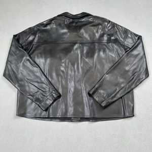 Zara Women Faux Leather Shirt Jacket S Black Shacket Button Up Moto Pockets Rock thumbnail 2