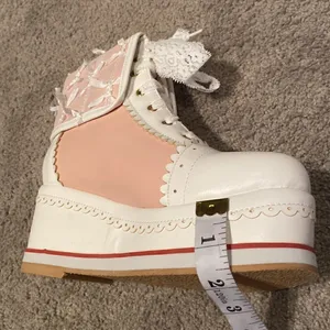 Women’s Platform Wedge Boots Pink & White Size EU 37 (6.5 US) NEW thumbnail 11