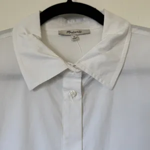 Madewell White Cotton Poplin Button Front Mini Shirtdress NS126 Womens Medium thumbnail 5