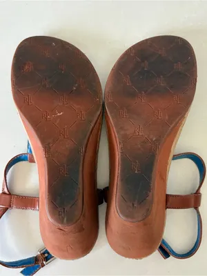 Lauren Ralph Lauren Flip Flops Ankle Strap Cork Wedge Sandals Womens Size 6 Blue thumbnail 10