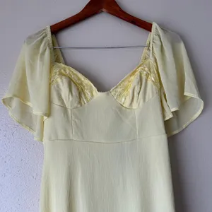 Lulu's Butter Yellow Flutter Sleeve Midi Dress Size Small thumbnail 6