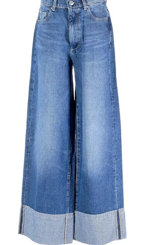 DL1961 Classic Wide Leg Cuffed Palazzo Denim Jeans 25 thumbnail 1