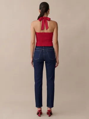 NWT Few Moda Dixie Linen Top Size 6 Red halter smock Kourt thumbnail 3