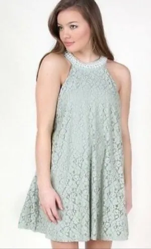 Altar'd State Women's Size Medium Alanna Pearl Sleeveless Swing Dress Mint Green thumbnail 1