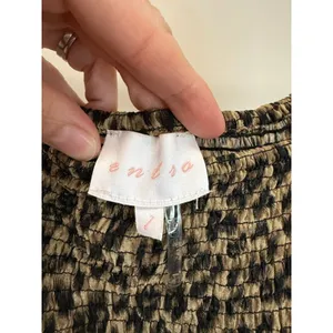 Entro Leopard Print Smocked Tiered Midi Dress SzL thumbnail 5