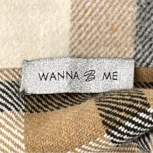 Wanna B Me Plaid Shacket Brown Cream Tan‎ Button Front Size L thumbnail 7