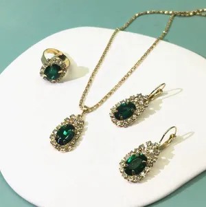 Oval Charm Necklace & Earrings & Ring Set thumbnail 1