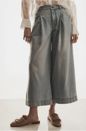 Pilcro High-Rise Crop Wide-Leg Jeans Color: Egg Jelly Fish Wash thumbnail 1
