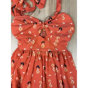 Anthro Flying Tomato Sidewalk Cafe Terracotta Woven Maxi Dress Halter Cutout S‎ thumbnail 9