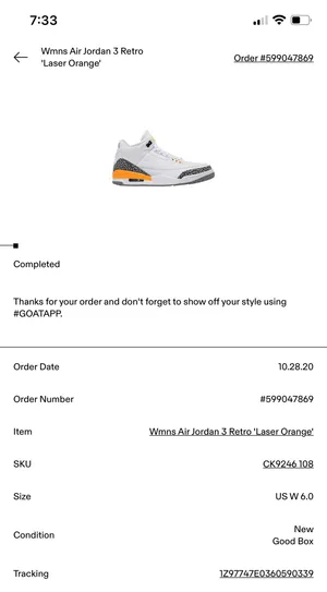 Air Jordan NWOT 3 Retro Laser Orange thumbnail 7